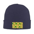 thumbnail image 2 of ZICANCN Clovers Flowers Brown Knit Beanie Hat, Winter Cap Soft Warm Classic Hats for Men Women, Navy Blue, 2 of 8