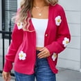 thumbnail image 3 of SHTXOZHI Women's Long Sleeve Button Down Sweater Cardigan Cute Embroidery Knit Cardigan Fall Outfit, 3 of 7