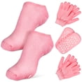 thumbnail image 1 of Ensemble de Chaussettes et Gants Hydratants Roses pour Spa pour Massage en Coton Hydratation Profonde 2 Ensembles, 1 of 8