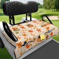 thumbnail image 5 of Yuyamidu Fall Pumpkin Golf Cart Seat Covers with Storage, 2-Person Seat Stretchy Fabric, Stain Repellent for Easy Wipe Clean, Fits Most 2-Seat, Ideal for Autumn Golf Course Use, 5 of 8