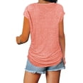 thumbnail image 2 of Gustave Womens Sexy Deep V Neck Tops Summer Short Sleeve Zipper Blouse Loose Casual Solid T Shirts Tunic "Pink, S", 2 of 8