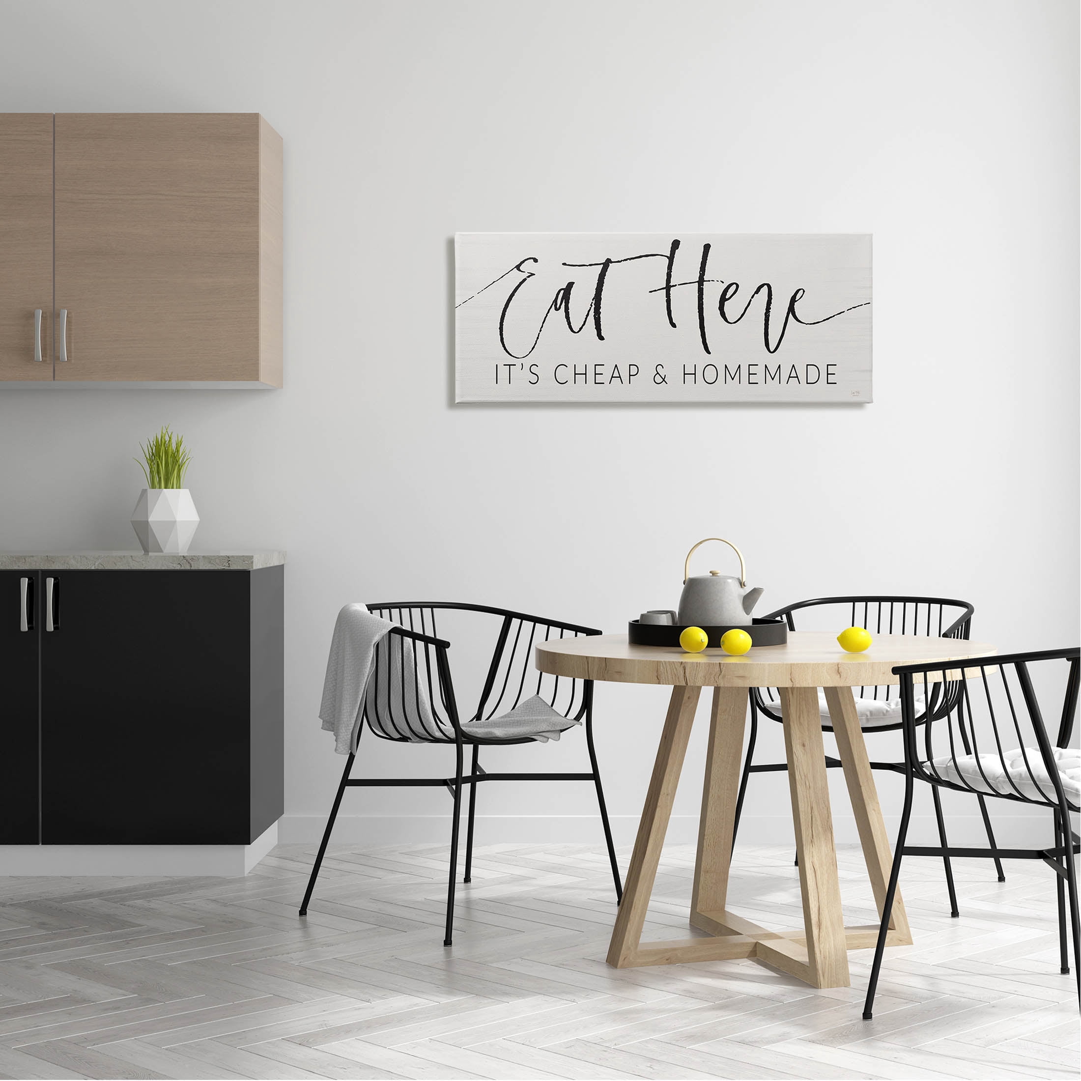 Eat Here Cheap & Homemade Phrase Inspirational Graphic Art Gallery Wrapped Canvas Print Wall Art