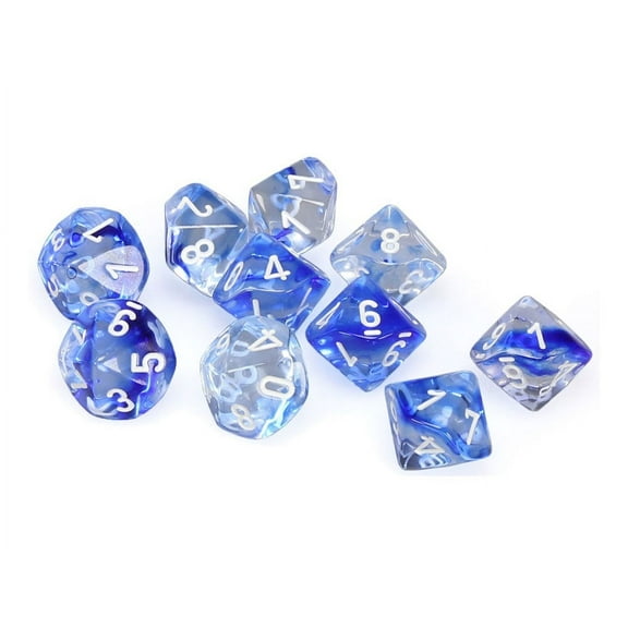 Dice - Nebula Chessex D10 Dark Blue w/White Black (10)