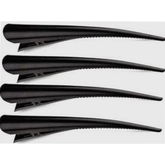 ® Plain Hair Clip Duckbill Clamp Large For Styling and Sectioning (Black - 4 PCS)