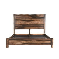 HomeRoots Live Edge Solid Wood King Dark Brown Bed