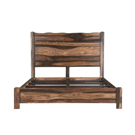 HomeRoots Live Edge Solid Wood King Dark Brown Bed