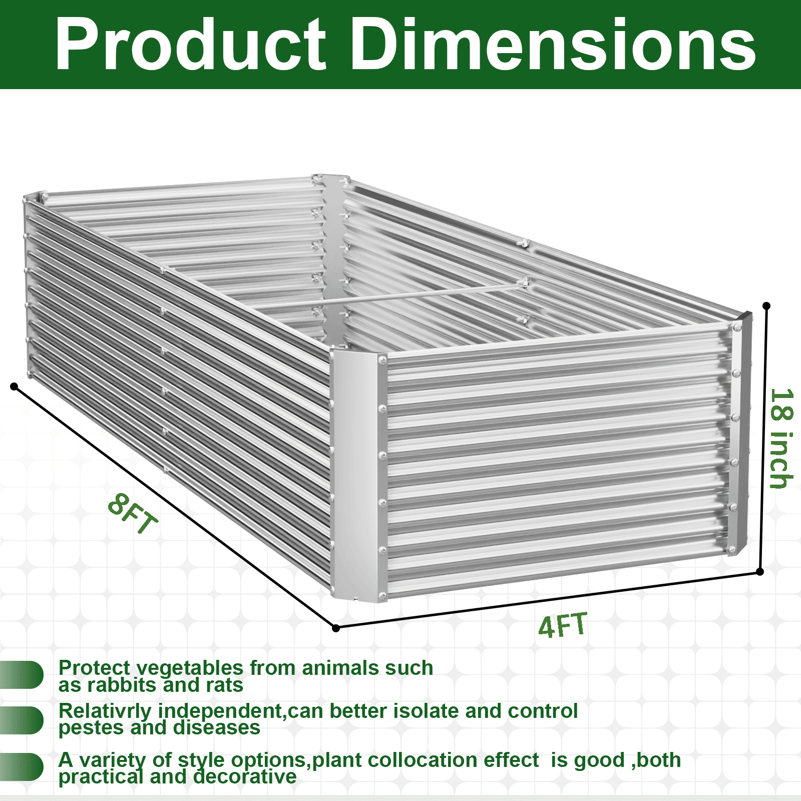 CATMANOR 2 Pack 8x4FT Tall Galvanized Raised Garden Bed Outdoor,Metal Garden Bed for Vegetables,Steel Raised Beds for Gardening,Above Ground Garden Box for Flower