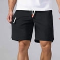 thumbnail image 2 of Besolor Running Shorts for Men Drawstring Elastic Waisted Lightweight Quick Dry Workout Athletic Beach Shorts with Multi Pockets(Large,Black), 2 of 7