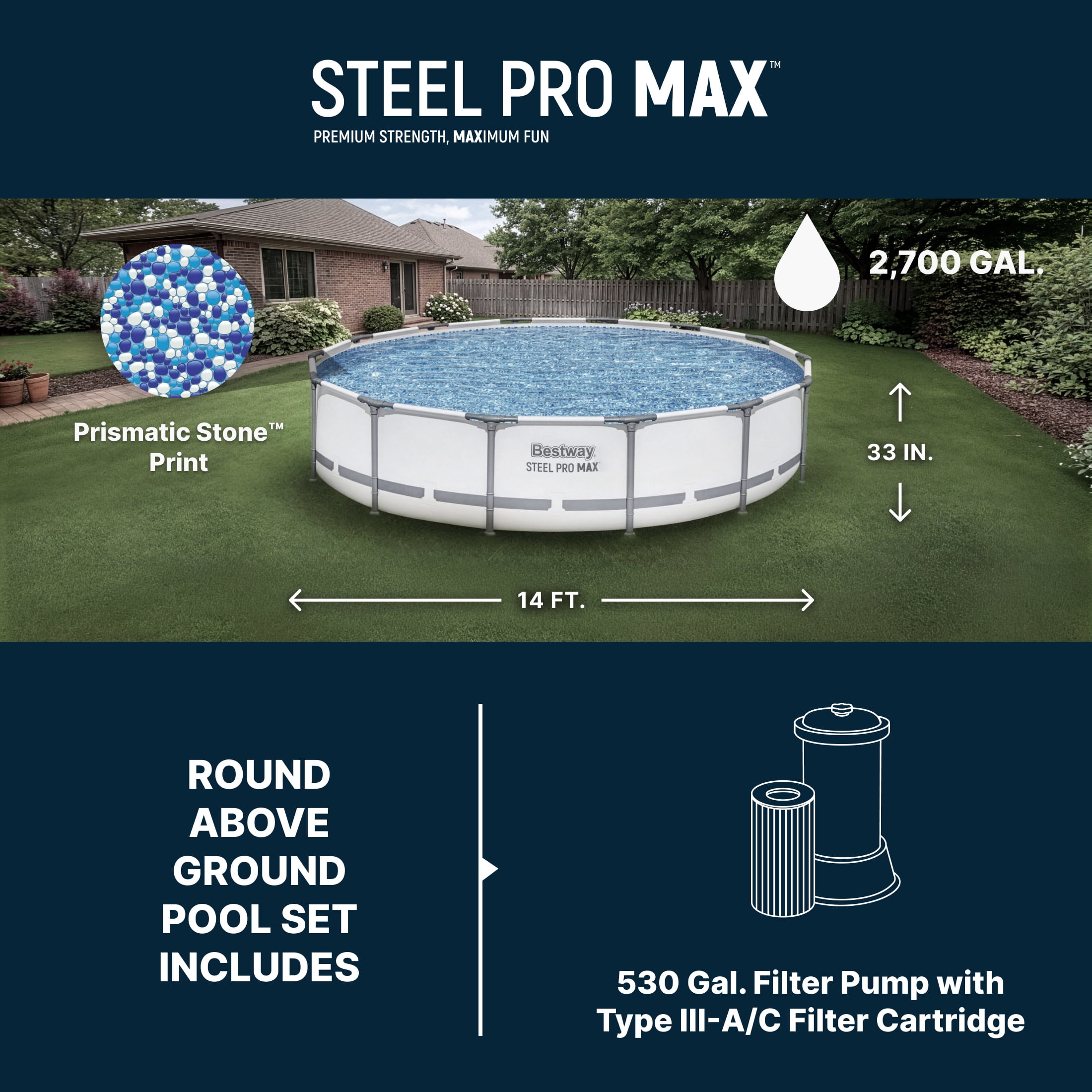 Bestway Steel Pro MAX 14' x 33" Round Above Ground Pool Set