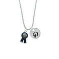thumbnail image 2 of Delight Jewelry Silvertone Best in Show Blue Ribbon Silvertone Script Initial Disc - D - Charm Necklace, 20"+3", 2 of 4