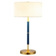 thumbnail image 6 of Evelyn&Zoe Simone 25" Tall 2-Light Table Lamp with Fabric Shade, Blue/Brass/White, 6 of 8