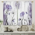 thumbnail image 5 of Rustic Farmhouse Purple Daisy Kitchen Curtains Watercolor Floral Flower Small Short Cafe Window Curtains Butterfly Country Bathroom Drapes Treatment Tier Curtains 2 Panels (27.5x39 Inch), 5 of 6