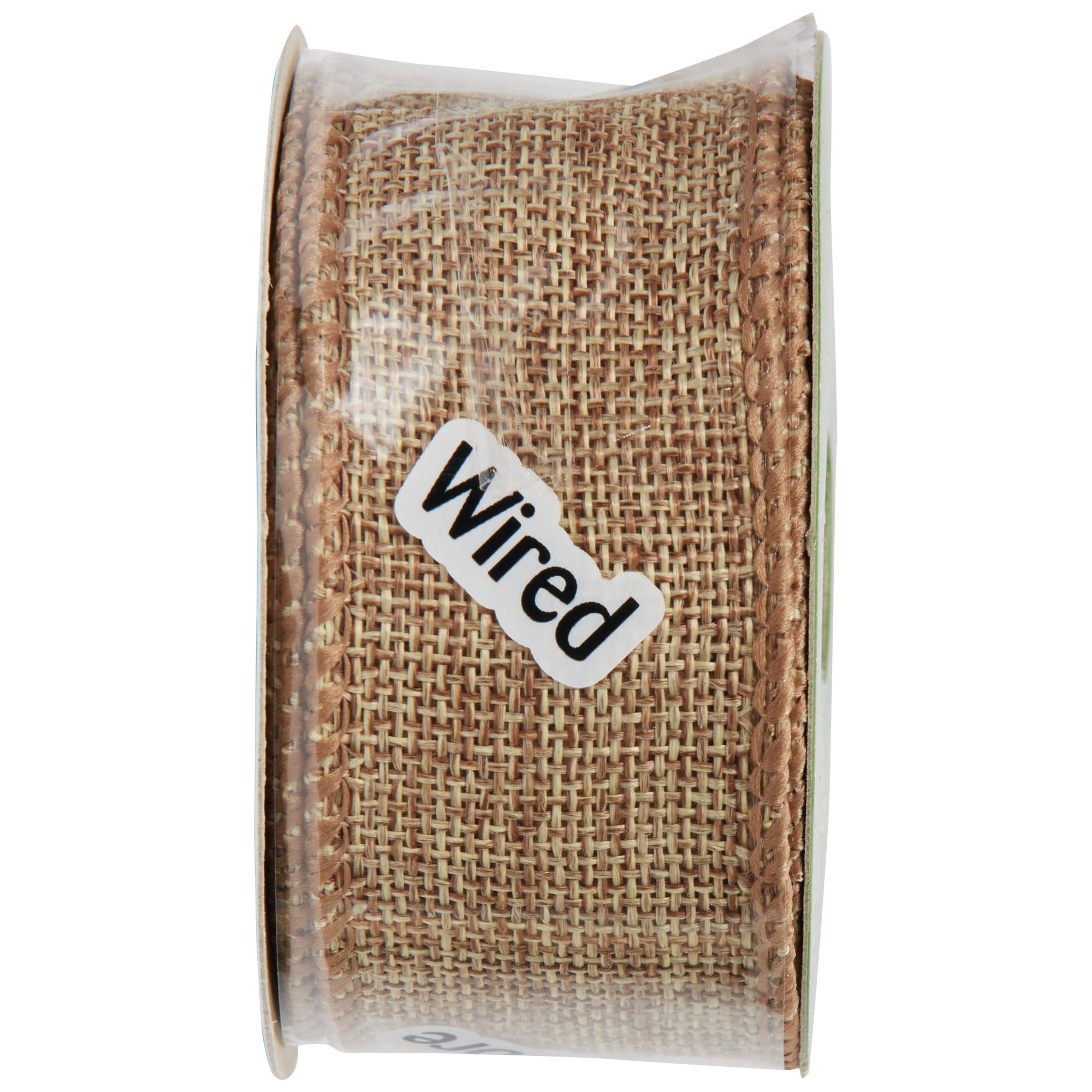 (3 pack) Offray Ribbon, Natural 1 1/2 inch Wired Linen-Look Ribbon, 12 feet