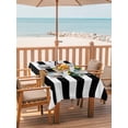 thumbnail image 2 of Outdoor Tablecloth with Umbrella Hole for Patio/Picnic/Party/Camping, Summer Lemon Waterproof Table Cloth Rectangle Table Cover Washable, Black White Striped Potted Plant (60"x 102"), 2 of 8