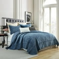 thumbnail image 3 of 3 Pcs Luxury Velvet Oversized Embroidery Quilted Quilt Set  Soft and Plush Bedding Set  Includes Quilt and Shams All-Season Comforter, 3 of 10