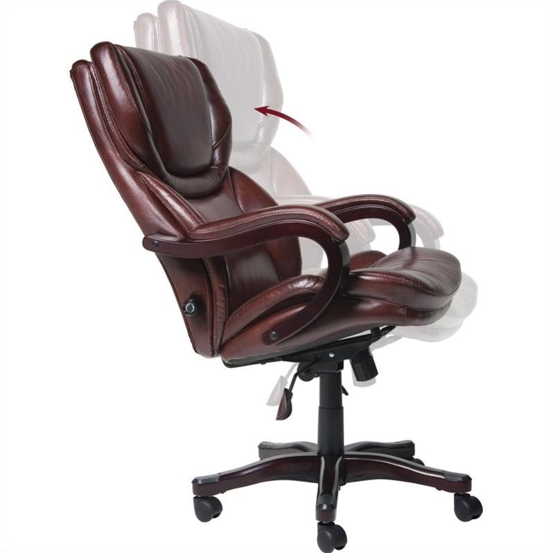 Serta Executive Office Chair In Brown Bonded Leather