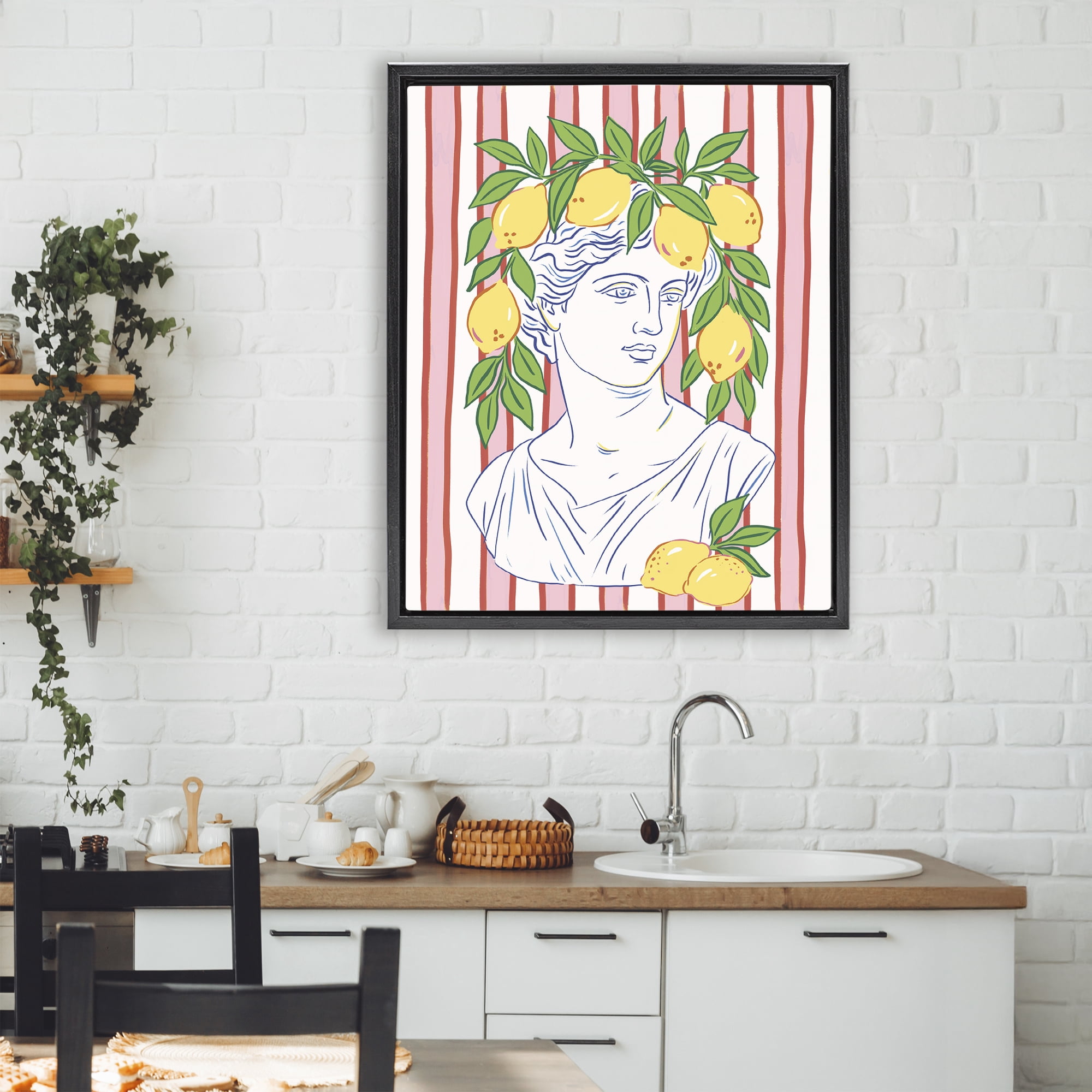 Stupell Industries La Limona Sculpture Face Black Framed Floater Canvas Wall Art, design by Radhika Modi