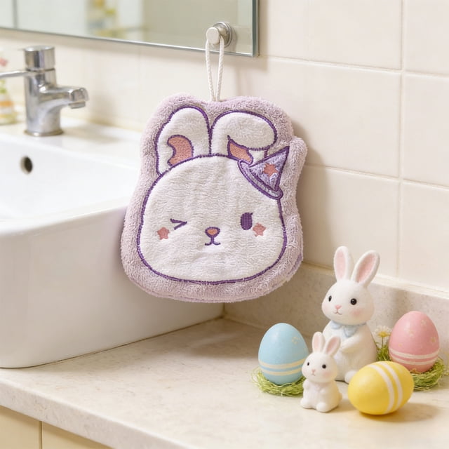 Weloille 1 Piece Easter Hand Towel, Soft Absorbent Microfiber Hanging Towel, Reusable Lint Free Fast Drying Cloth, Suitable for Kitchen Bathroom Home Easter Gift Use