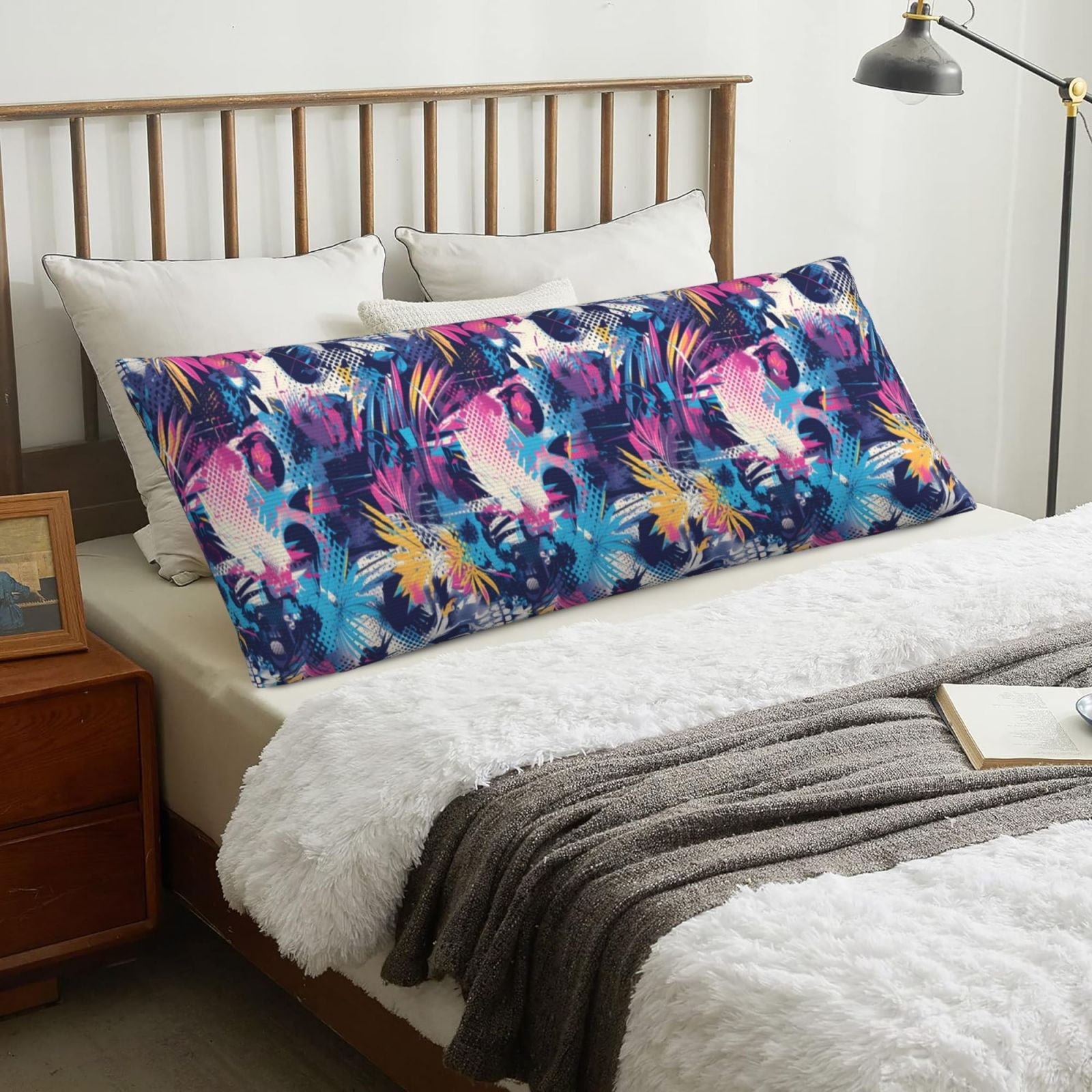 Naloa cool Skull colorful Super Soft 20x60 Body Pillow Case,Long Side Hidden Zipper（PILLOWS ARE NOT INCLUDED）