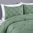 thumbnail image 3 of Chezmoi Collection Berlin Sage Green Pinch Pleat King Comforter Set, 3-Piece, Soft Pintuck, Lightweight All Season Microfiber Bedding, 3 of 9