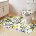 thumbnail image 4 of Summer Lemon Bathroom Rugs Set Bees Leaf Purple Flowers Watercolor Non Slip Absorbent Soft Bath Mats 3 Piece Set with Bathroom Rug, U-Shaped Floor Mat, Toilet Seat Cover Small Size, 4 of 9