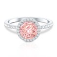 thumbnail image 5 of Rosec Jewels 2 Ct IGI Certified Lab Grown Pink Diamond Halo Ring with White Diamond (VS1 Grade), 925 Sterling Silver, US 4.00, 5 of 9