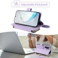 thumbnail image 2 of Furiet Wallet Case for Samsung Galaxy Note 10 Plus Note10+ 5G with Wrist/Shoulder Strap Card Slots Zipper Purse, Luxury PU Leather Stand Phone Cover for Note10 + Notes 10+ Ten Not S10 10Plus Purple, 2 of 8