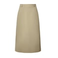 thumbnail image 2 of Falda de tubo para mujer Faldas midi de trabajo con espalda dividida de cintura alta Caqui XL, 2 of 2