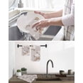 thumbnail image 5 of Brown White Floral Kitchen Dish Towels for Drying Dishes Set of 2, Spring Botanical Leaves Farmhouse Waffle Weave Microfiber Hand Tea Bathroom Towels Quick Dry & Absorbent Towel 12x12, 5 of 7