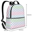 thumbnail image 4 of Lsque Colorful Checkerboard Pattern Backpack – School Travel Canvas Daypack with Ergonomic Padded Straps, Multiple Compartments & Leather Handle, 4 of 5