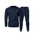 thumbnail image 3 of BiZtdJrK Mens Solid Tracksuit Regular Fit Running Sport 2 Piece Sets Round Neck Long Sleeve Pullover Tops and Jogger Sweatpants Matching Athletic Set with Pockets Navy S, 3 of 4