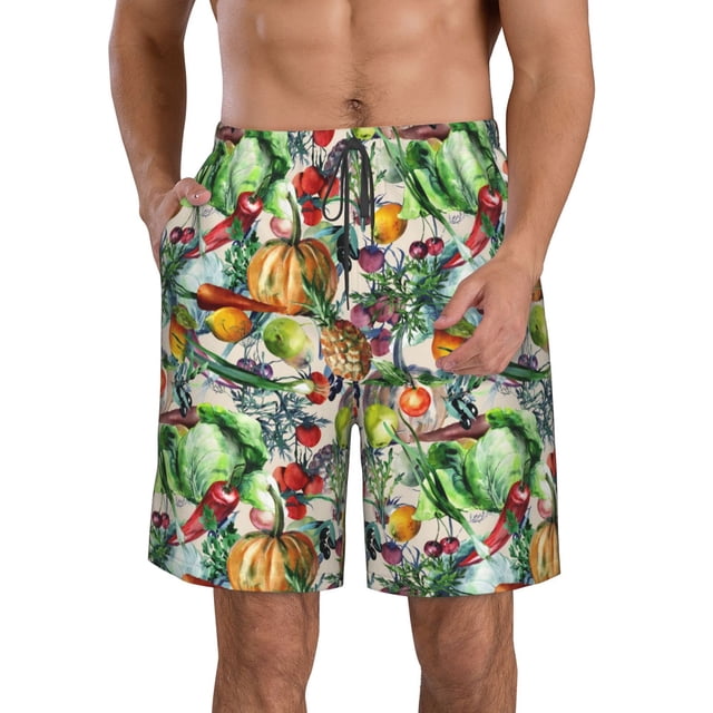 Balery Vegan1 Traje de Baño Estilo Hawaiano para Hombre, Shorts de Secado Rápido con Bolsillos-X-Large