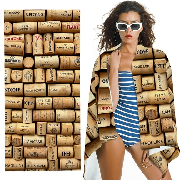 RKSupls Wine Cork Pattern Microfiber Beach Towel, Extra Large Quick Dry Lightweight Absorbent Towel for Travel Swimming Camping, Soft Super Absorbent- 30x60 in