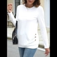 thumbnail image 4 of Camisas de Larga para Mujer, Túnicas, Blusas Holgadas, Elegantes, Cuello Redondo, Suéteres Básicos. L, 4 of 10
