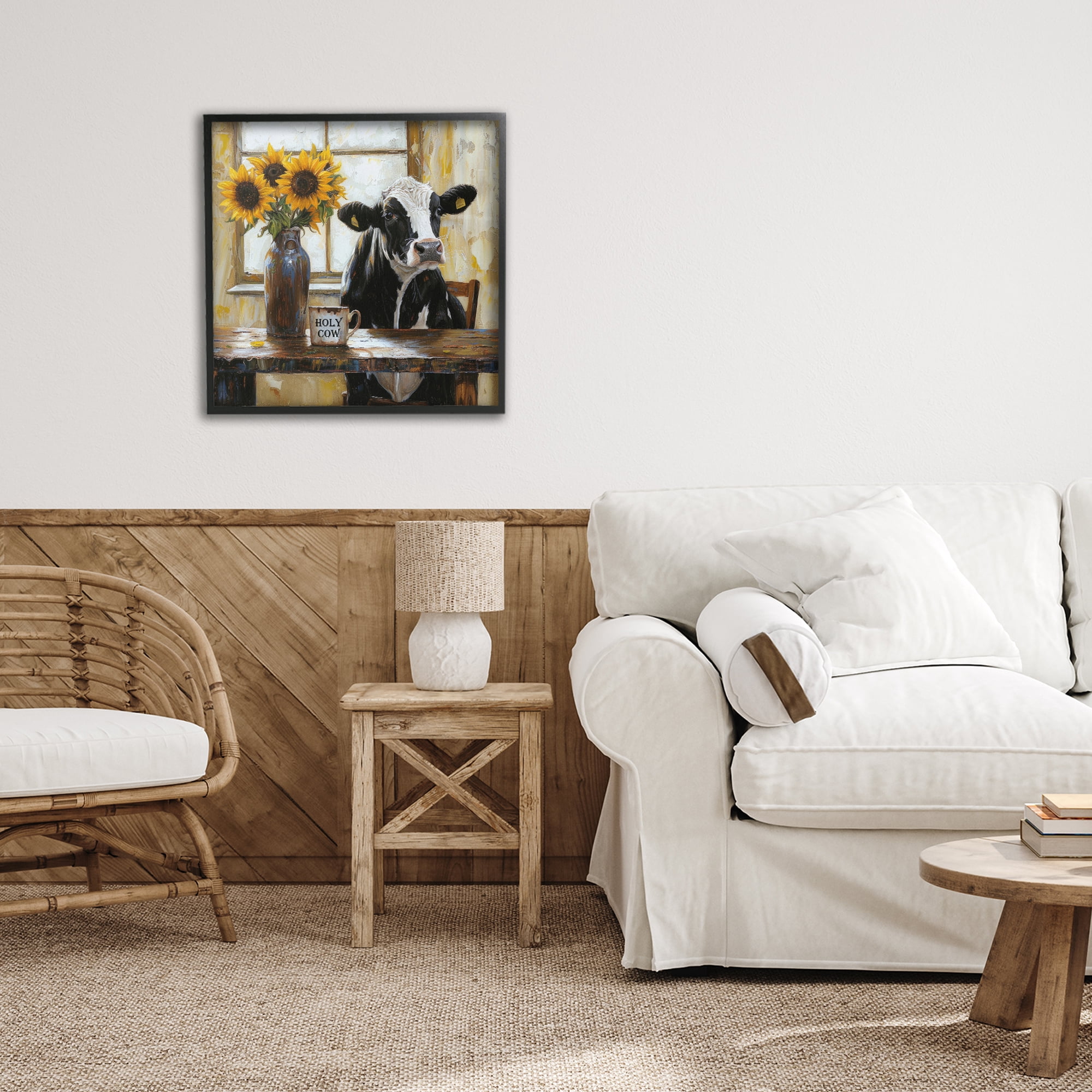 Stupell Industries Holy Cow Rustic Farm Table Black Framed Giclee Art, design by Tina LeCour