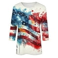 thumbnail image 5 of Cavosen Patriotic Tops for Women Petite 4th of July 3/4 Sleeve Round Neck Shirts USA Flag Print Shirts Lady XL Red White and Blue Casual Tops Funny Patriotic Tunic Tees 2025 Summer Patriotic Blouses, 5 of 5