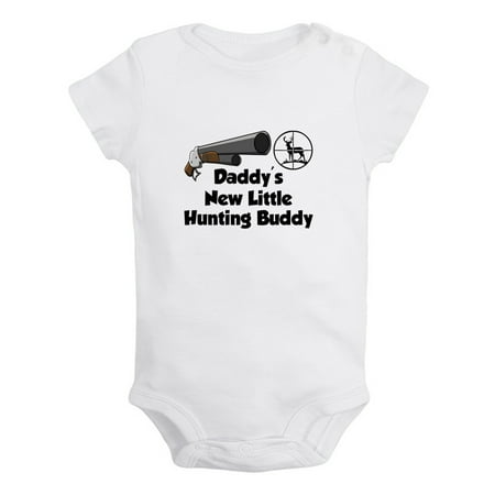 

iDzn Daddy s New Little Hunting Buddy Funny Rompers For Babies Newborn Baby Unisex Bodysuits Infant Jumpsuits Toddler 0-24 Months Kids One-Piece Oufits