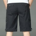 thumbnail image 5 of JIUKE Mens Cargo Shorts Summer Casual Lightweight Solid Color Elastic High Waisted Straight Leg Work Shorts, 5 of 5