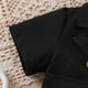 thumbnail image 3 of Chaqueta Elegante Verano para niñas pequeñas, traje de manga corta de Color sólido, chaqueta, vestido con tirantes, conjunto de trajes de dos piezas para niños, ropa,blazer moda（Negro， 3-4 años), 3 of 5