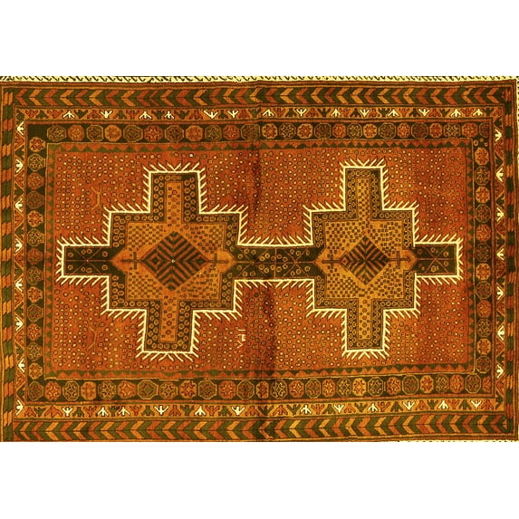 Ahgly Company Indoor Rectangle Persian Yellow Traditional Area Rugs, 7' x 9'