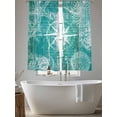 thumbnail image 5 of Vintage Nautical Sheer Curtains 63 Inch Long 2 Panels, Summer White Compass Shell Starfish Teal Wooden Light Filtering Rod Pocket Curtains, Sheer Voile Drapes for Living Room Bedroom, 52"x63", 5 of 8