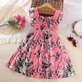 thumbnail image 7 of NAISIBABY Floral Dresses for Girls, Summer Casual Ruffles Sleeve Square Neck Party Birthday Smock Dress Hot Pink Size 4, 7 of 7