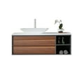 thumbnail image 2 of Goreme 48" Walnut and Dark Gray Oak Wall Mount Bathroom Vanity, Open Shelf, 2 of 10