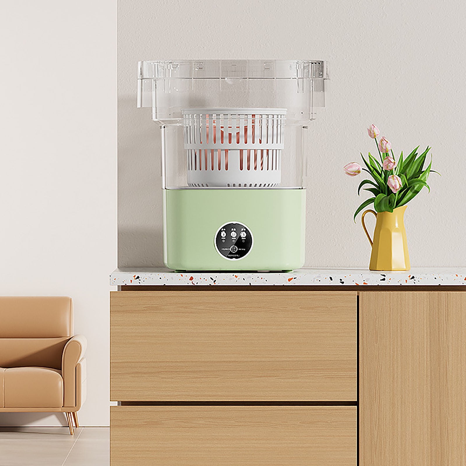 Portable Washing Machine, 8.5L Mini Foldable Washer and Dryer with 3 Modes Deep Cleaning, Small Collapsible Laundry, Sutiable for Travel, Camping, Apartment, Dorm, Baby Clothes, Socks, Underwear