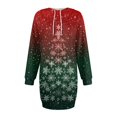 thumbnail image 7 of Women's Long Sleeve Hooded Sweatshirt Dress with Snowflake Christmas Tree Print, Ugly Christmas Sweater Women Style, Cozy Fall and Winter Dress with Pockets for Holiday,Deep Red,S, 7 of 7