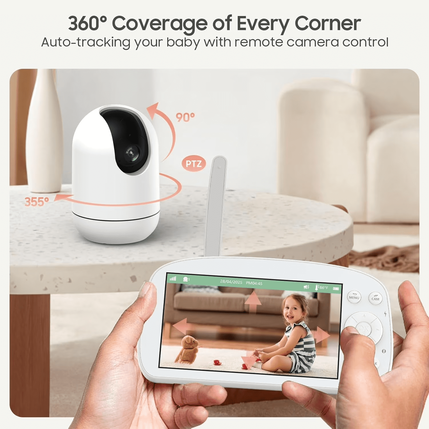NZINZI 5.5" 1080P Smart WiFi Baby Monitor with Remote Pan-Tilt