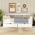 thumbnail image 2 of Twin Size Wooded Daybed With 2 Drawers And 3 Side Guardrail Wooden Slats Support Bed Frame For Living Room Bedroom, 2 of 9
