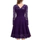 thumbnail image 3 of SAYOO Vestido floral de encaje femenino, falda de manga larga sólida con cuello en forma de V y cintura alta SAYOO  moda, 3 of 6