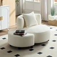 thumbnail image 4 of Modern Chair, Single Teddy Fabric Sofa Chair with Ottoman,SideTable, Foot Rest Comfy Chair for Living Room Bedroom and Office, 4 of 7
