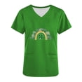 thumbnail image 4 of BiZtdJrK Weekly Sales Luck Clover Shirts for Women 2025 St Patrick's Day Short Sleeve Irish Shirts Loose Fit V-Neck Scrubs Tops with Pockets Green M, 4 of 7
